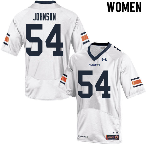 Women #54 Tate Johnson Auburn Tigers College Football Jerseys Sale-White - Click Image to Close